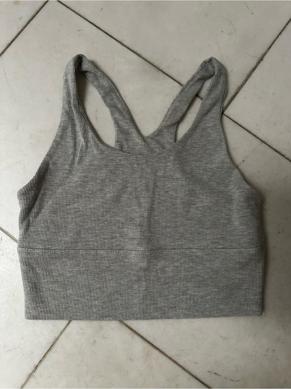 Joah Brown Grey Ribbed Racerback Bralette